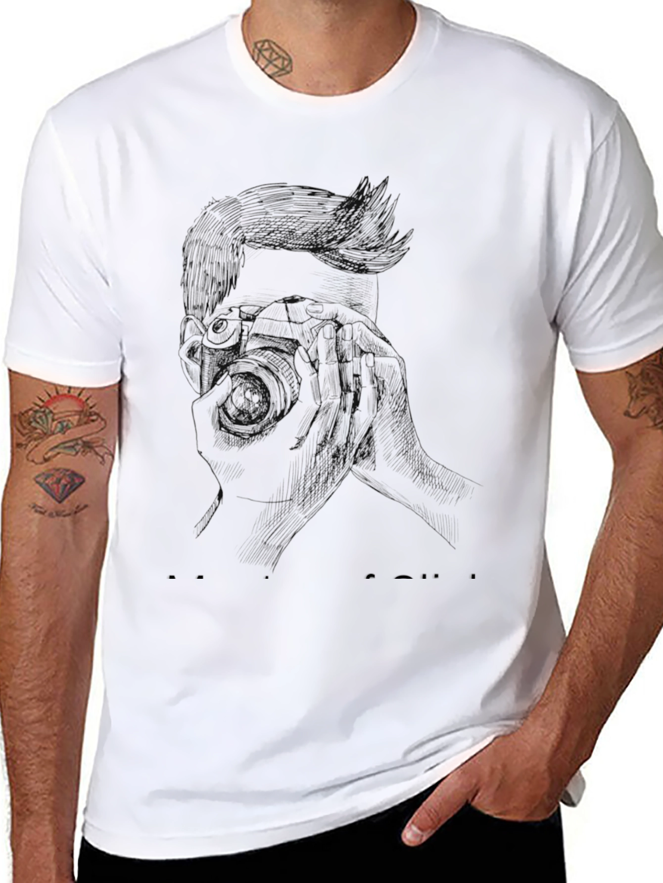 Retro Photographer Sketch Black Tee