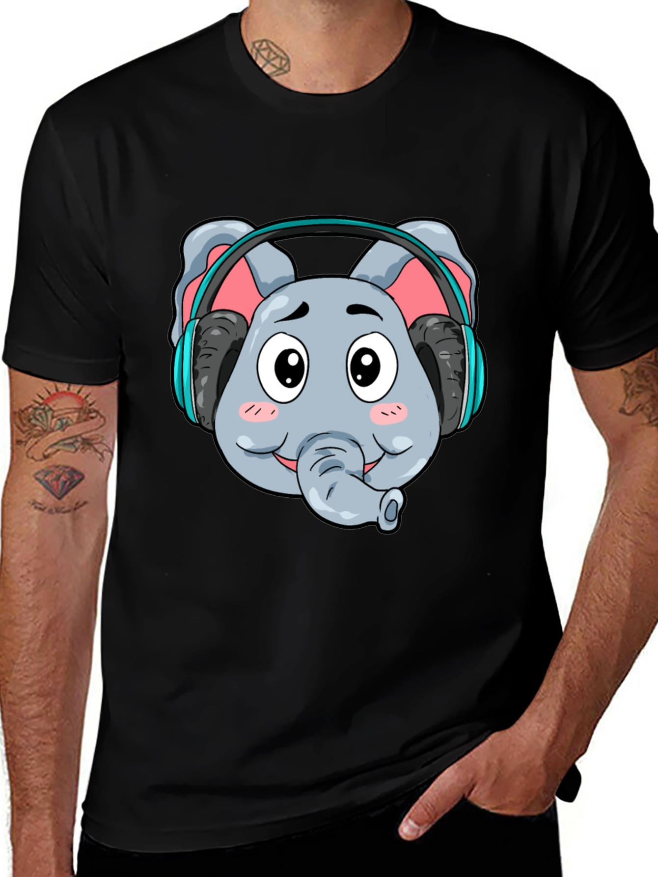 Elephant DJ Graphic Tee - Cool Cartoon T-Shirt