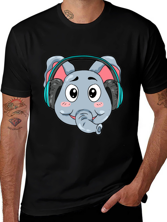 Elephant DJ Graphic Tee - Cool Cartoon T-Shirt
