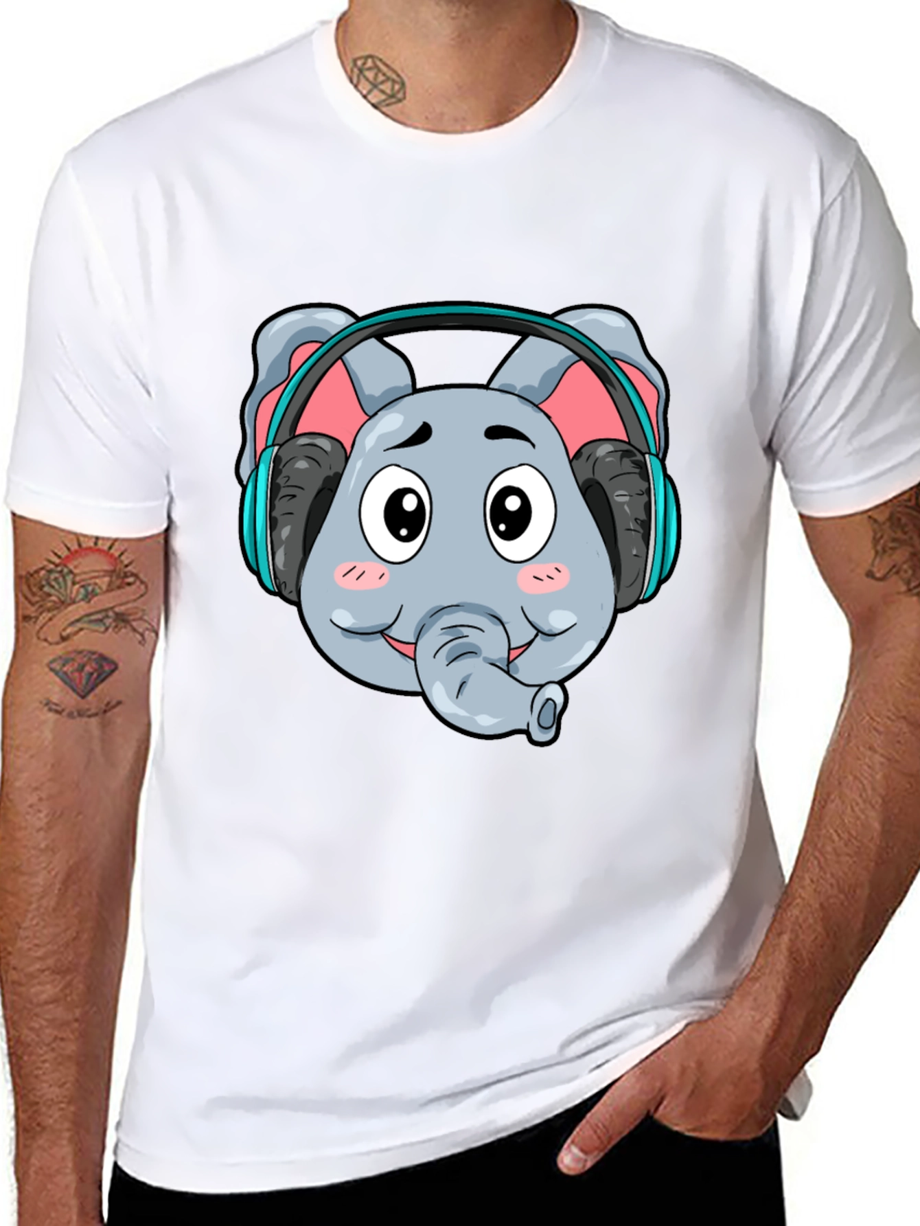 Elephant DJ Graphic Tee - Cool Cartoon T-Shirt