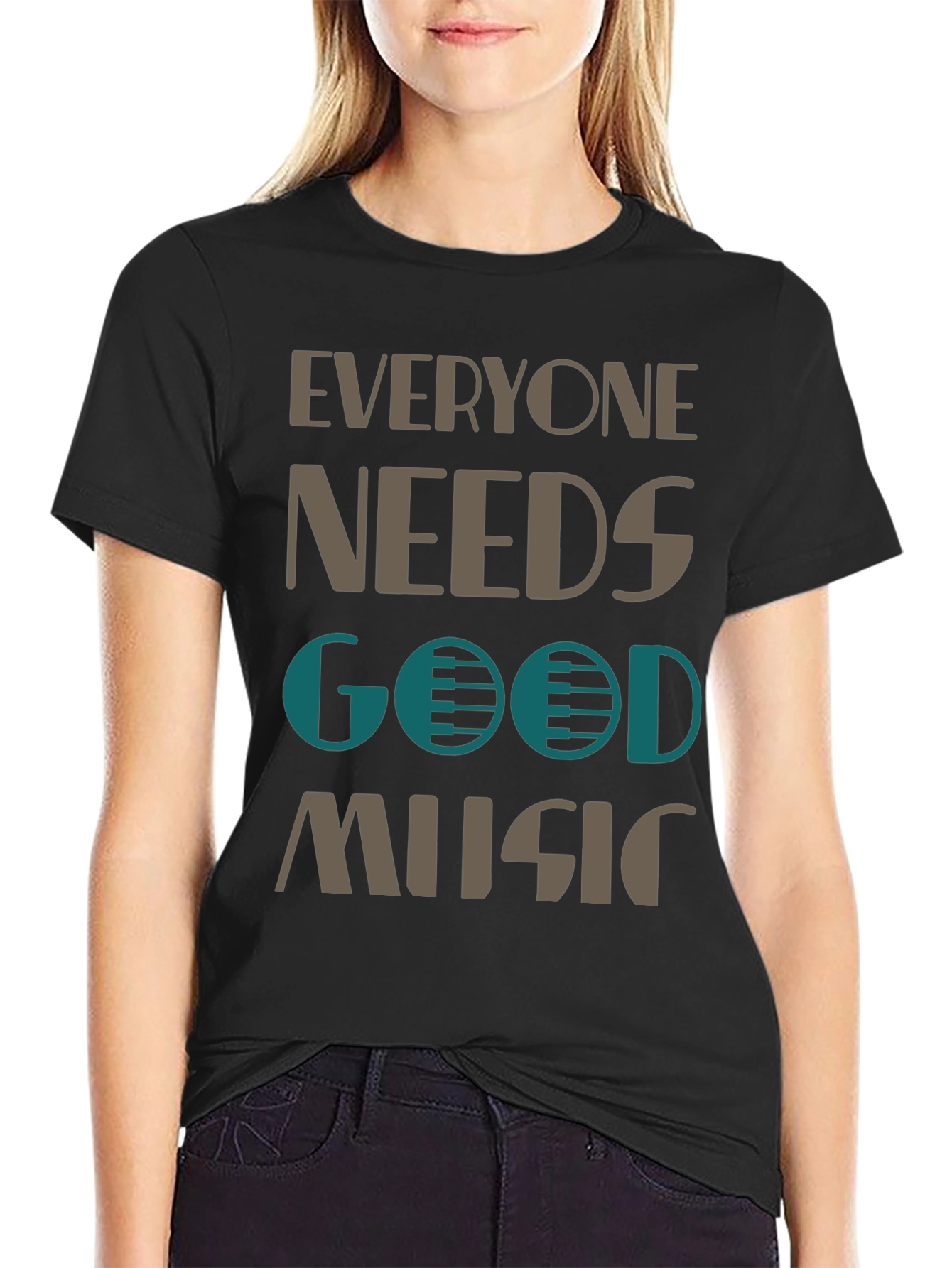 Everyone Needs Good Music Black Graphic Tee