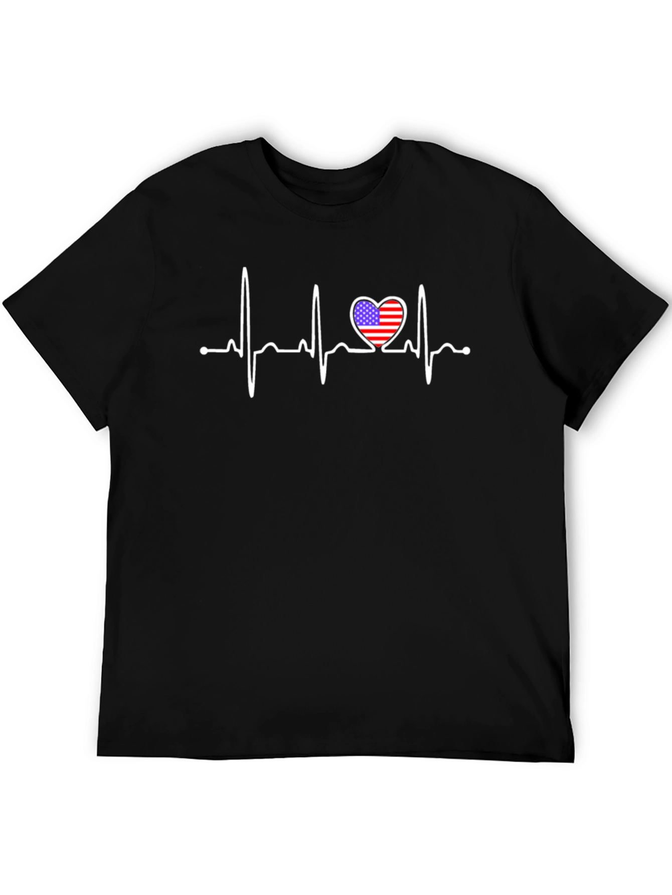 Patriotic Heartbeat T-Shirt - USA Flag Love