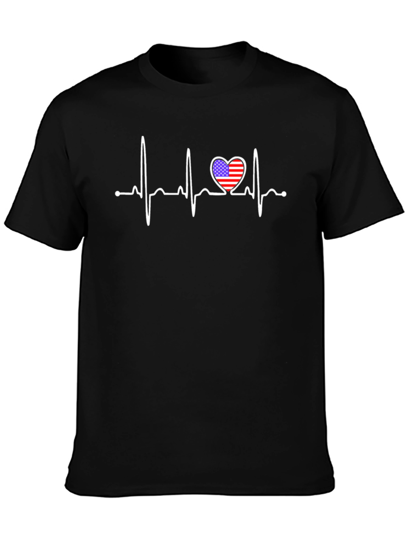 Patriotic Heartbeat T-Shirt - USA Flag Love