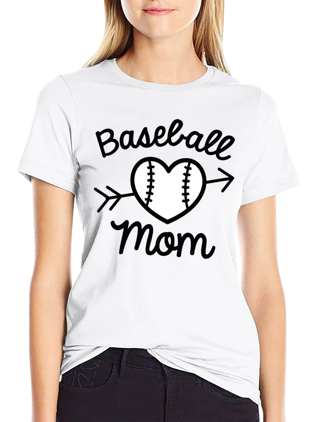 Baseball Mom T-Shirt - Heart & Arrow Design