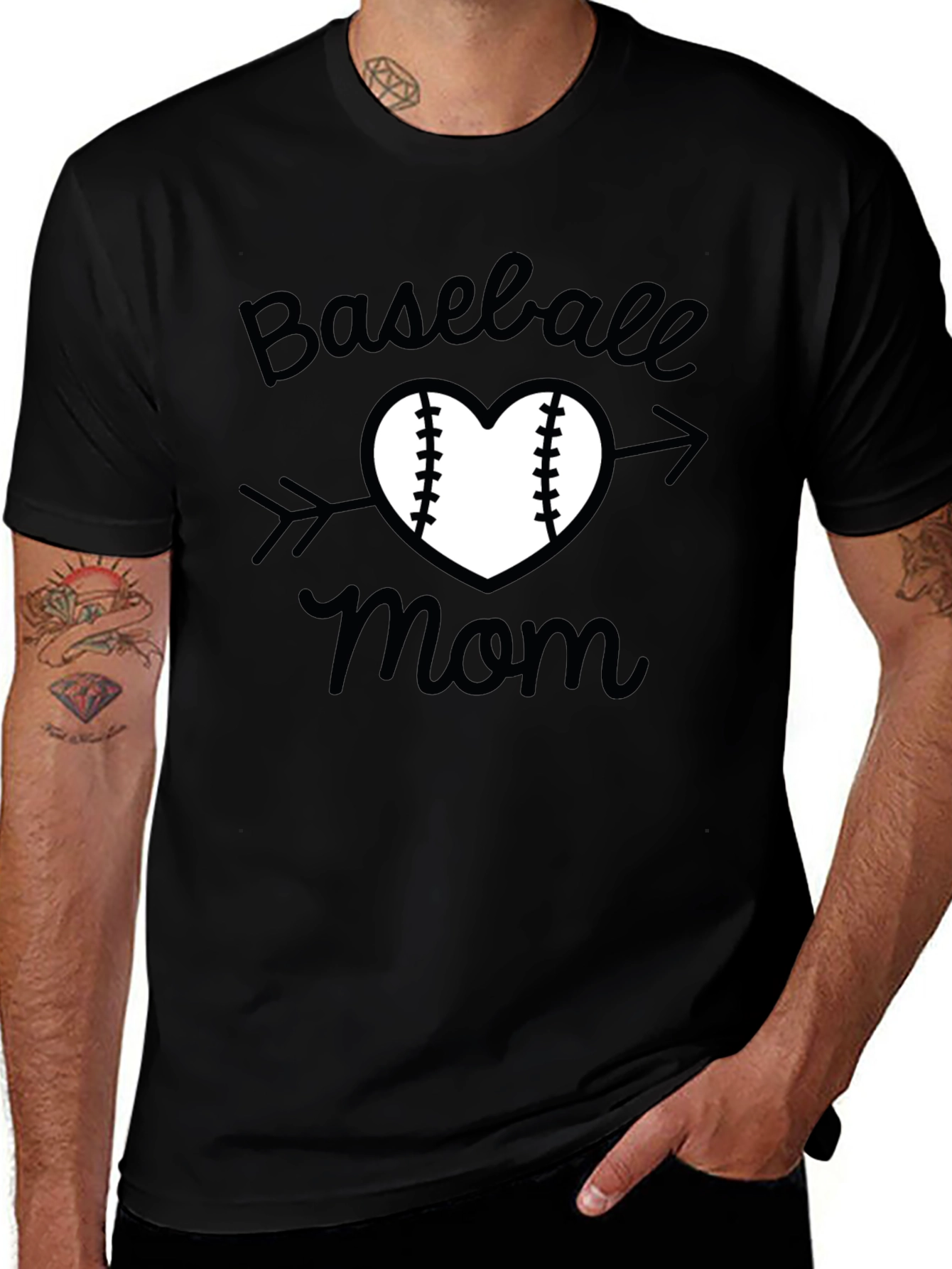 Baseball Mom T-Shirt - Heart & Arrow Design