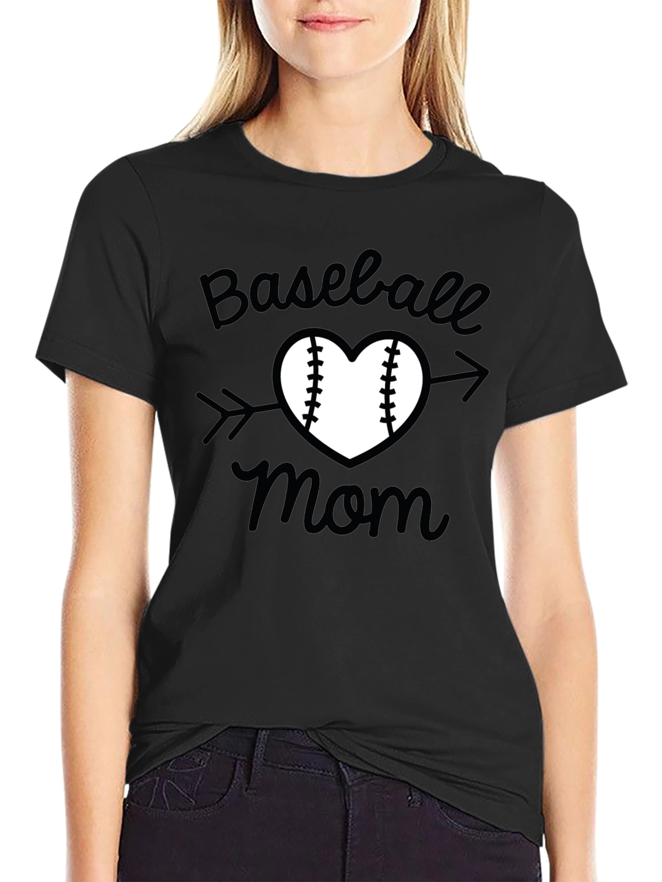 Baseball Mom T-Shirt - Heart & Arrow Design