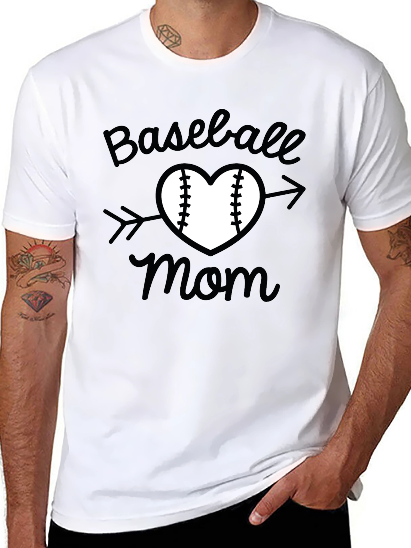 Baseball Mom T-Shirt - Heart & Arrow Design