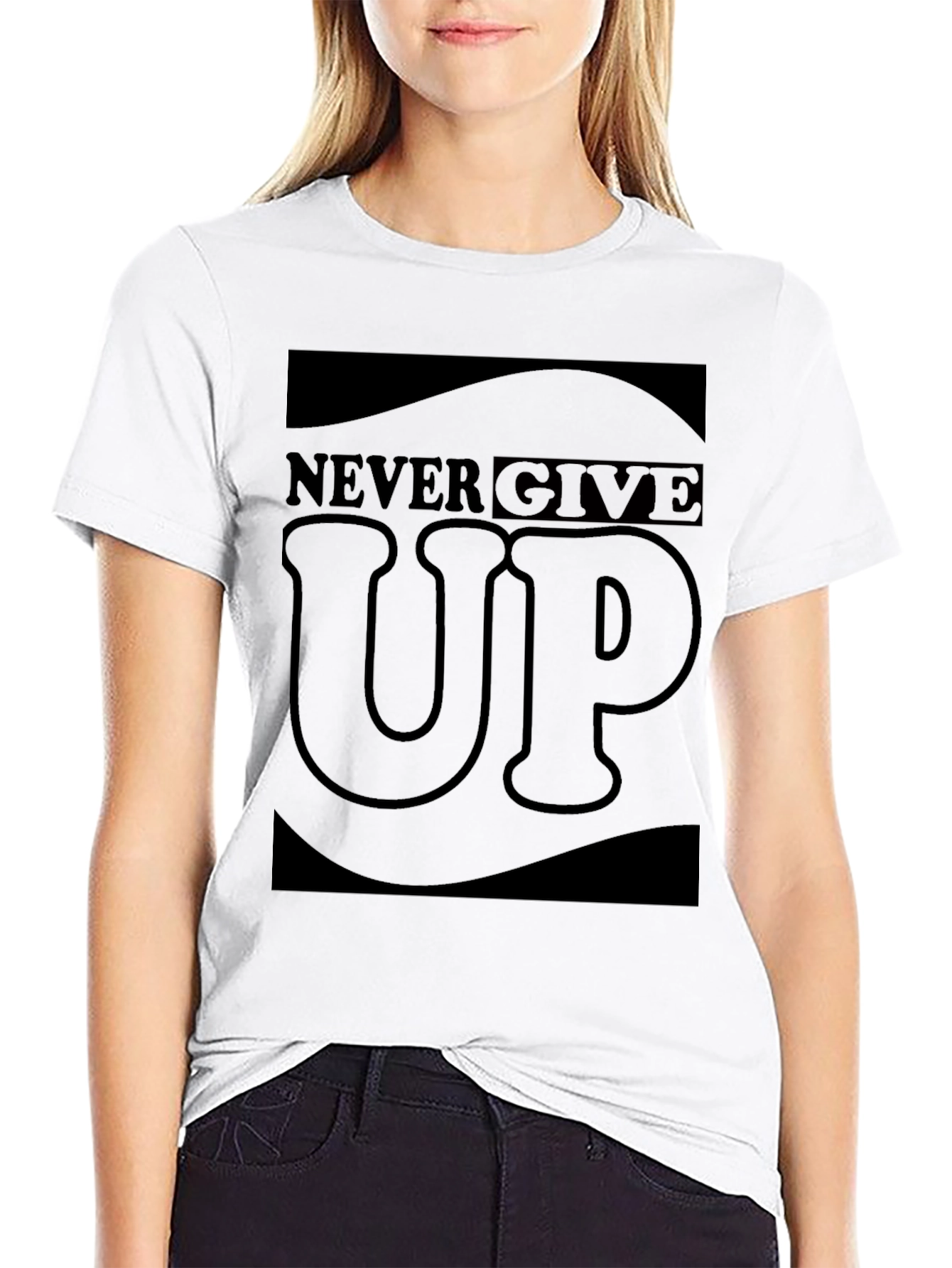 Never Give Up Graphic T-Shirt - Motivational Black Tee
