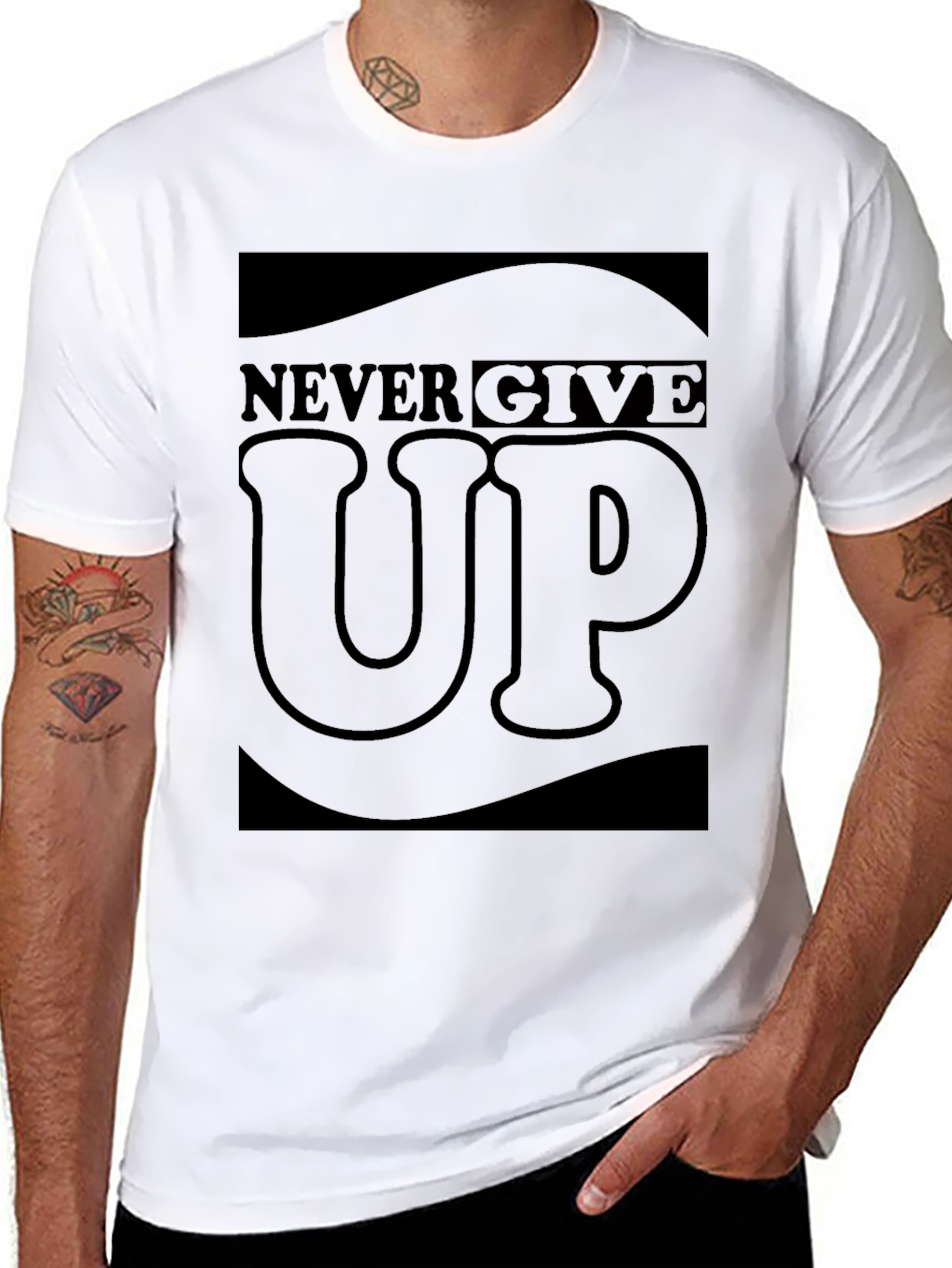 Never Give Up Graphic T-Shirt - Motivational Black Tee
