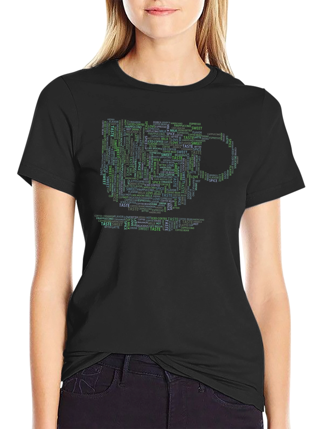 Coffee Lover Word Art Graphic Tee - Black