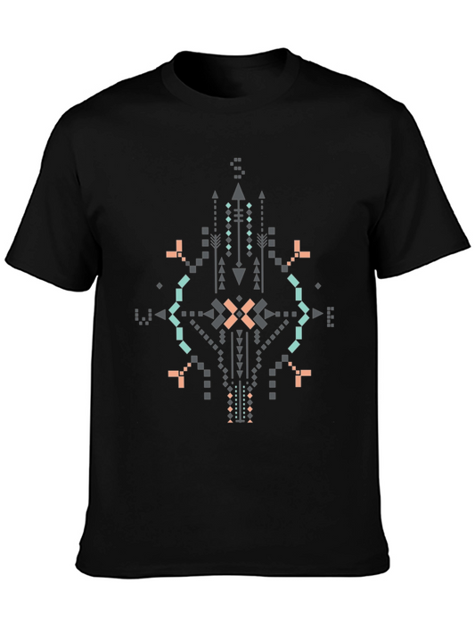 Geometric Print Black T-Shirt