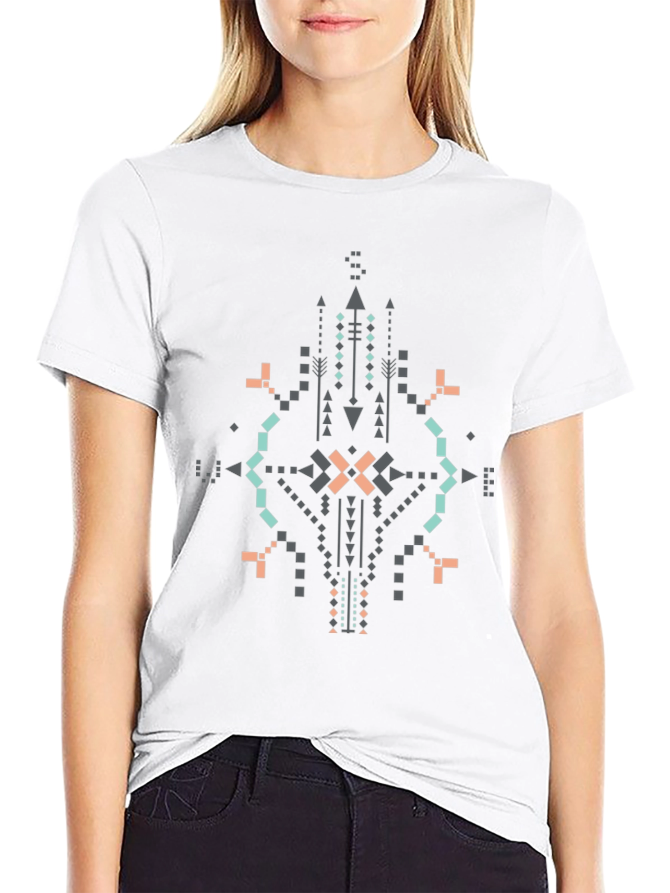 Geometric Print Black T-Shirt