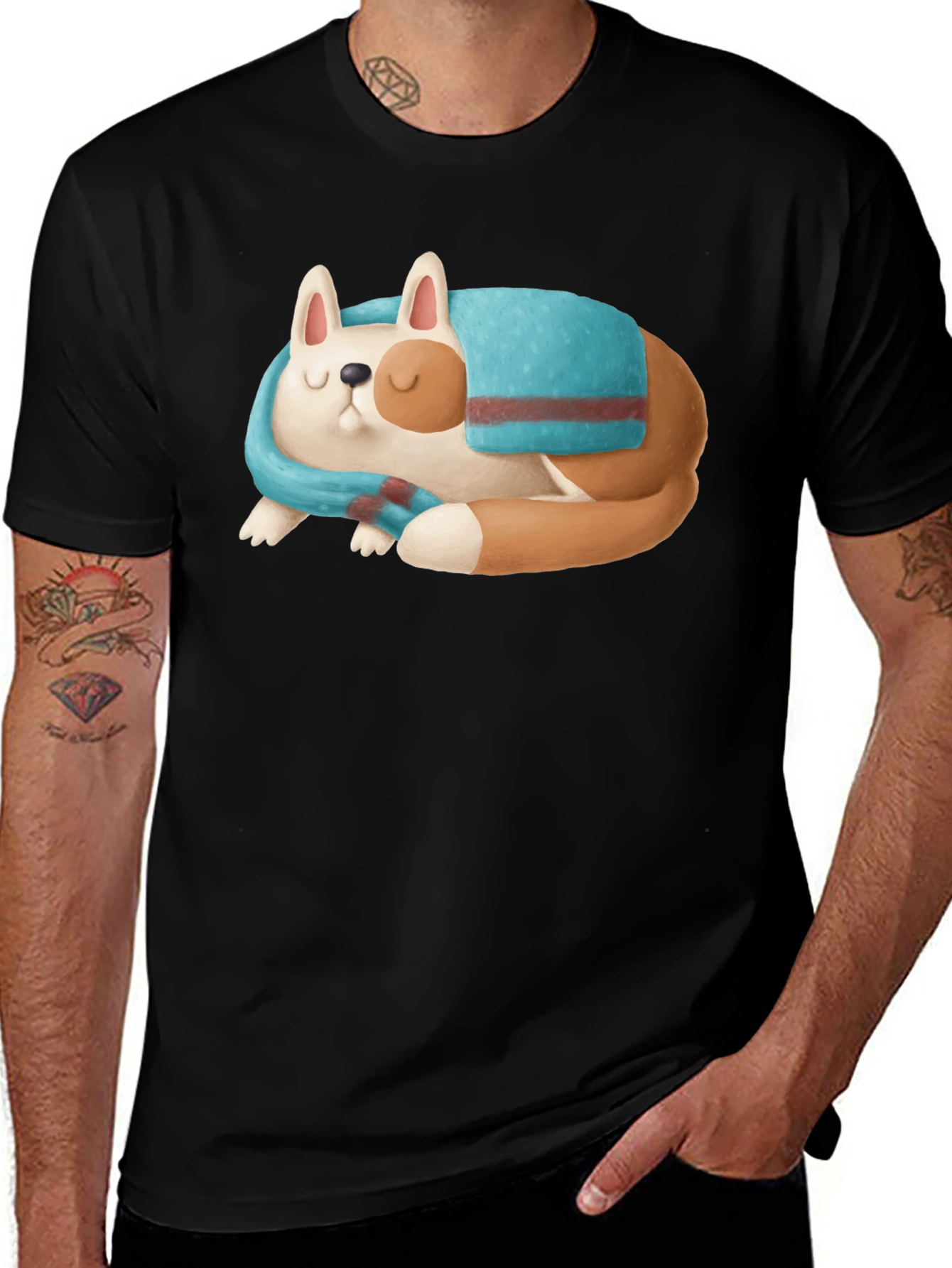 Cute Sleeping Dog Graphic T-Shirt