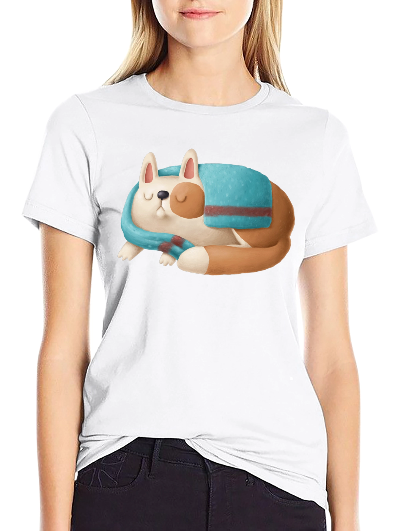 Cute Sleeping Dog Graphic T-Shirt