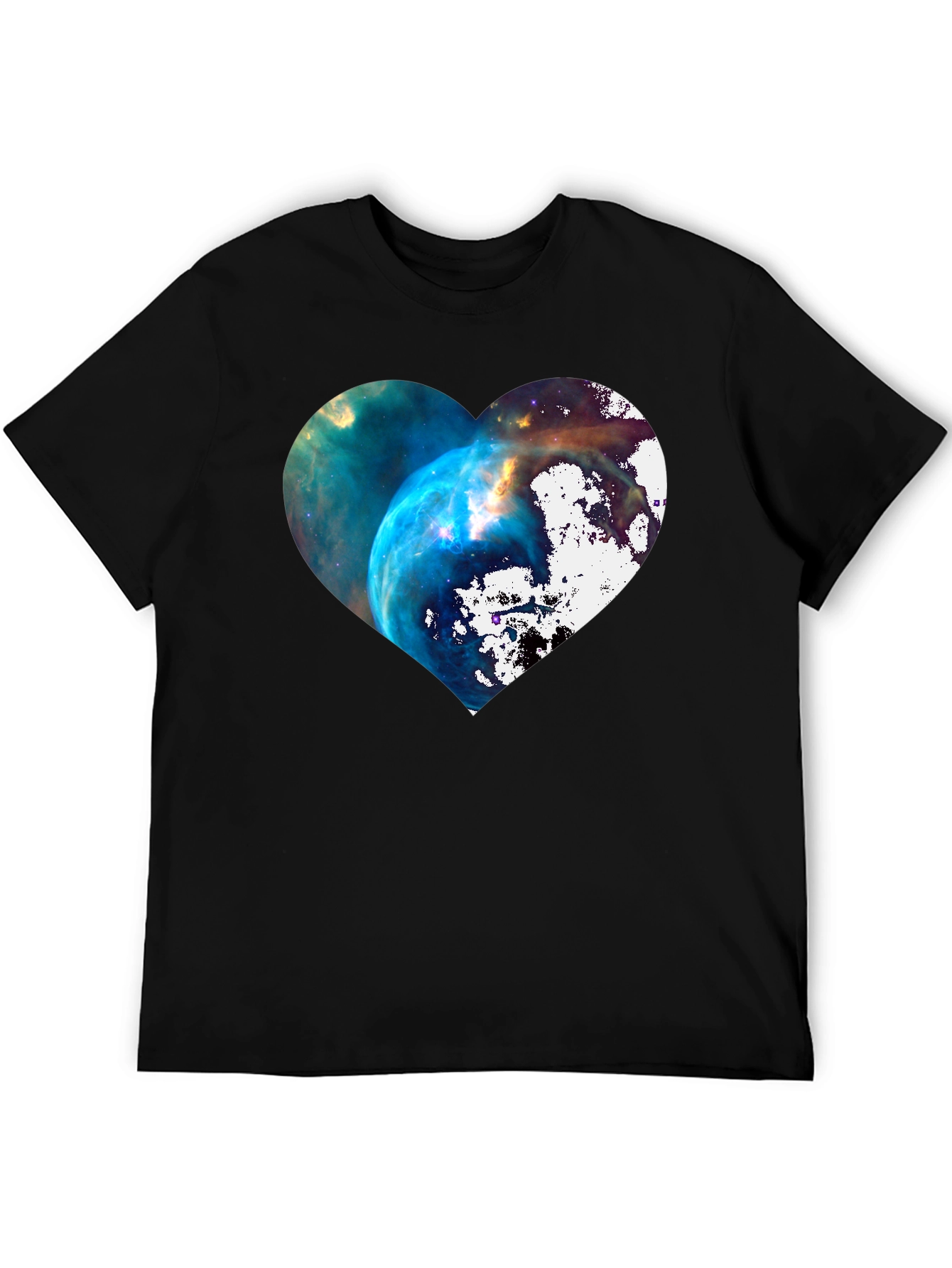 Galaxy Heart Graphic Black T-Shirt