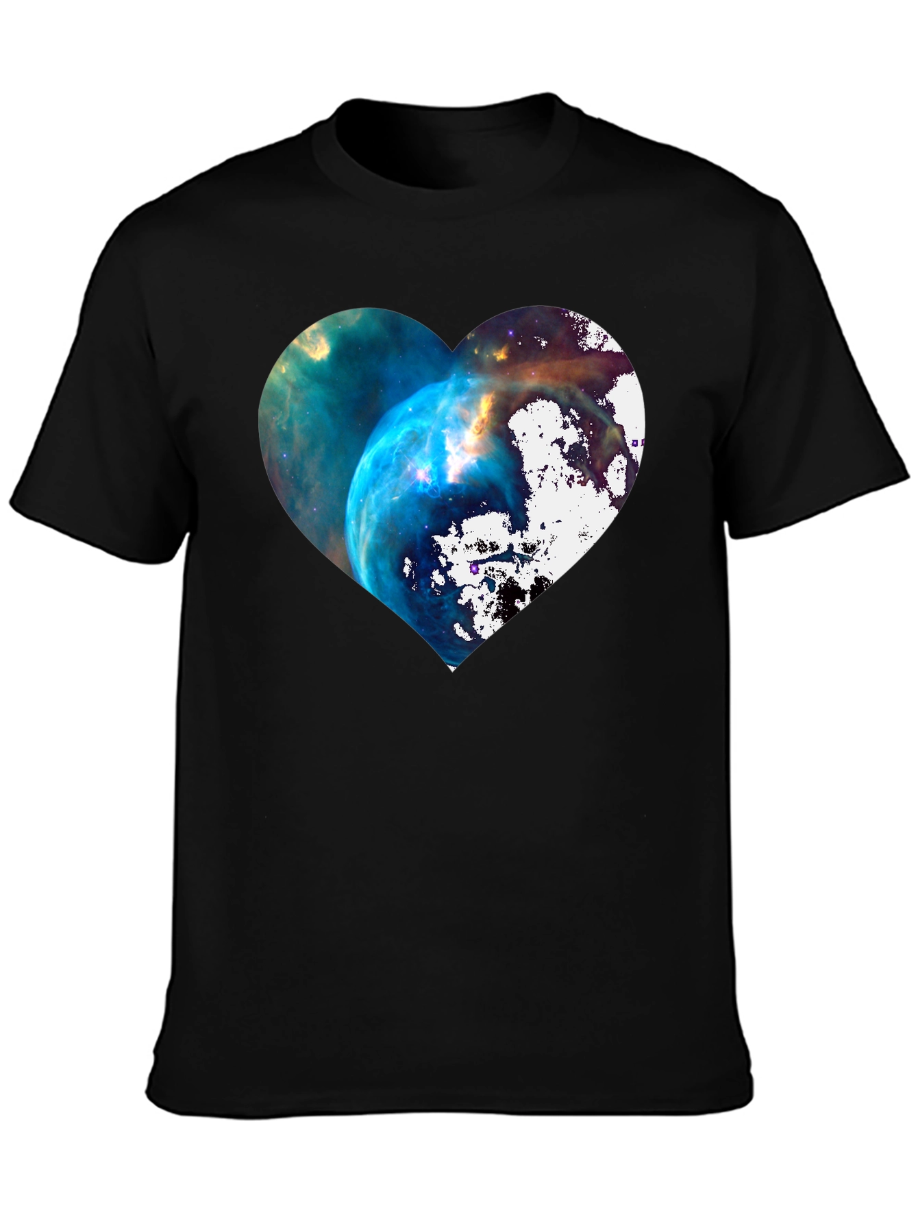 Galaxy Heart Graphic Black T-Shirt