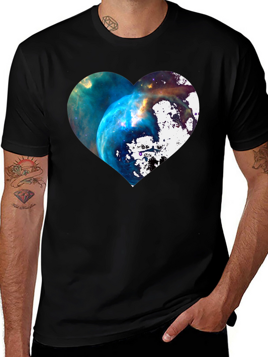 Galaxy Heart Graphic Black T-Shirt