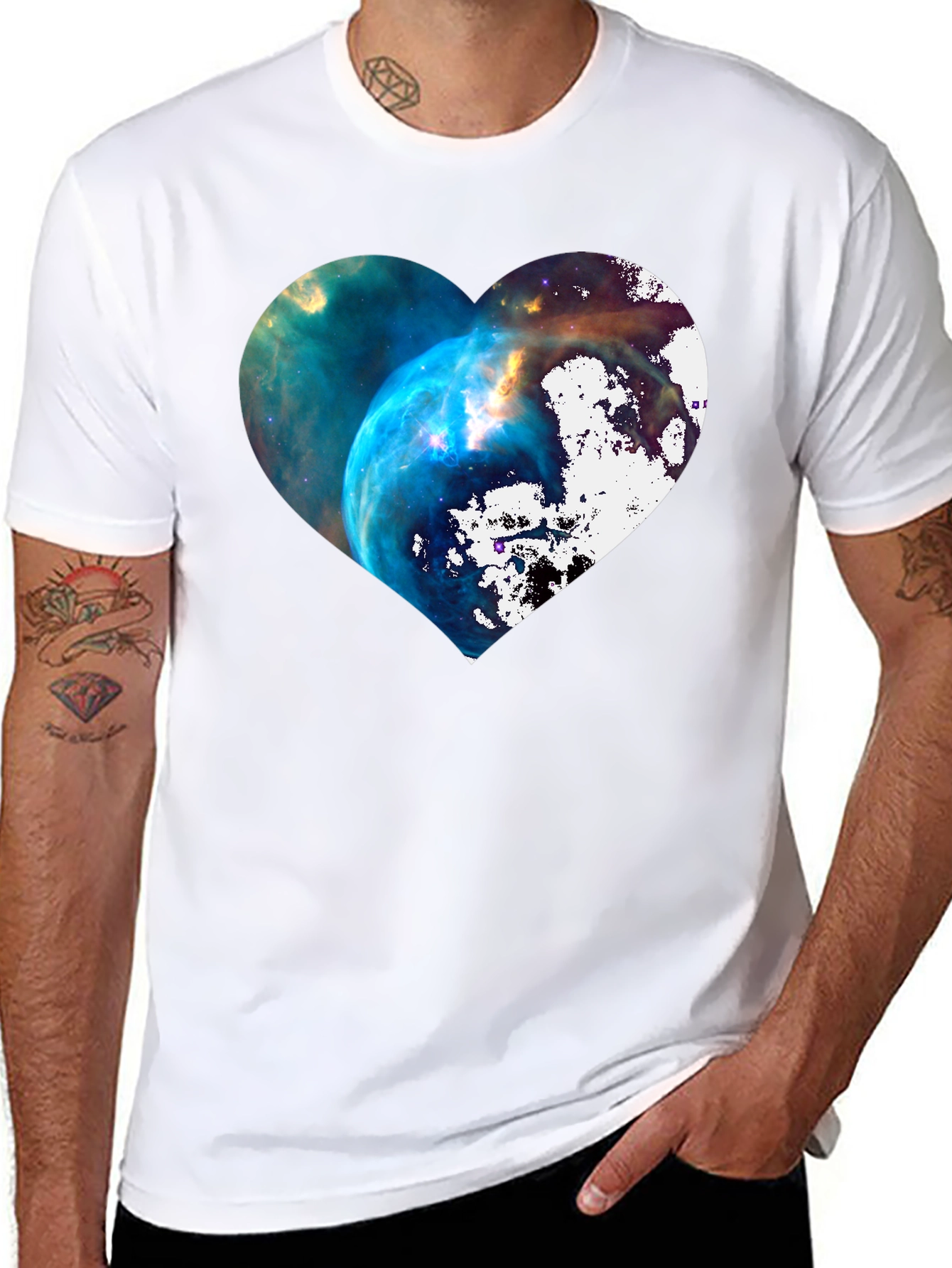 Galaxy Heart Graphic Black T-Shirt