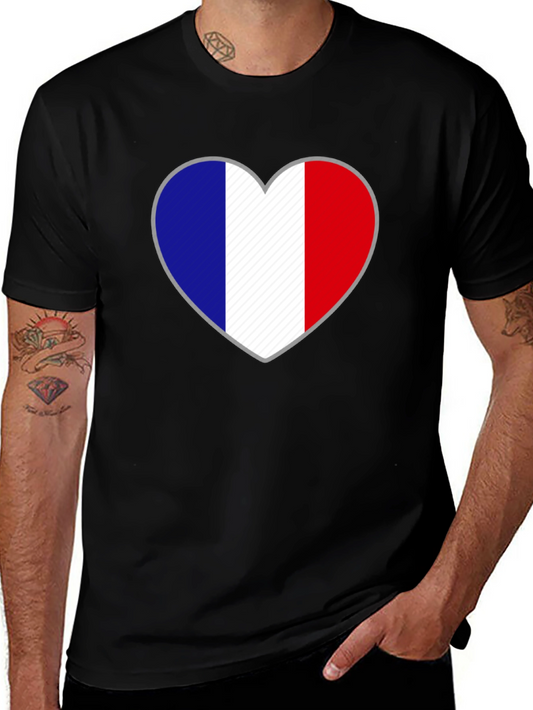 French Flag Heart Graphic T-Shirt