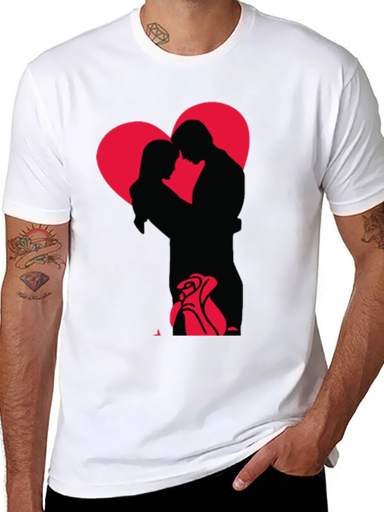 Romantic Embrace Graphic Tee - Valentines Day