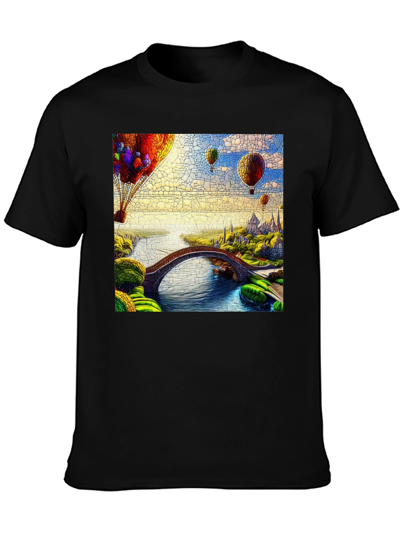 Artistic Landscape Hot Air Balloon Graphic Tee
