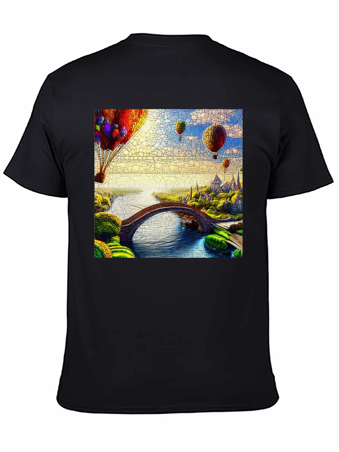 Artistic Landscape Hot Air Balloon Graphic Tee