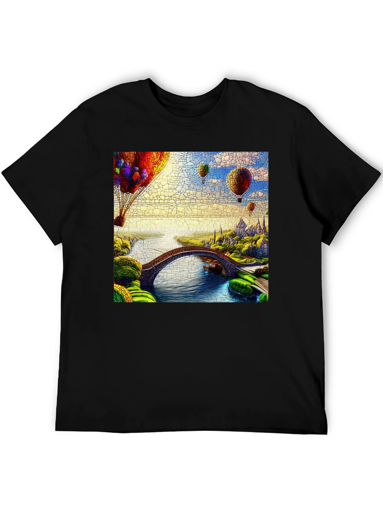 Artistic Landscape Hot Air Balloon Graphic Tee