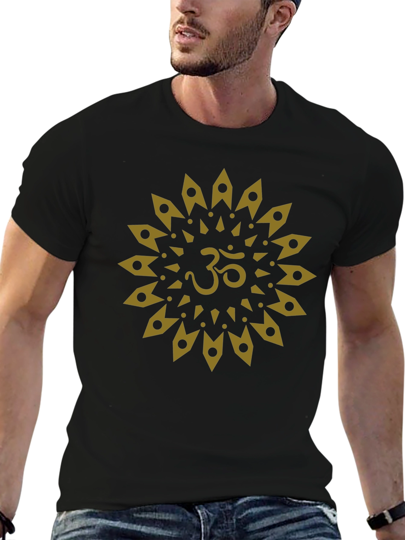 Om Mandala Graphic Tee - Black Cotton T-Shirt