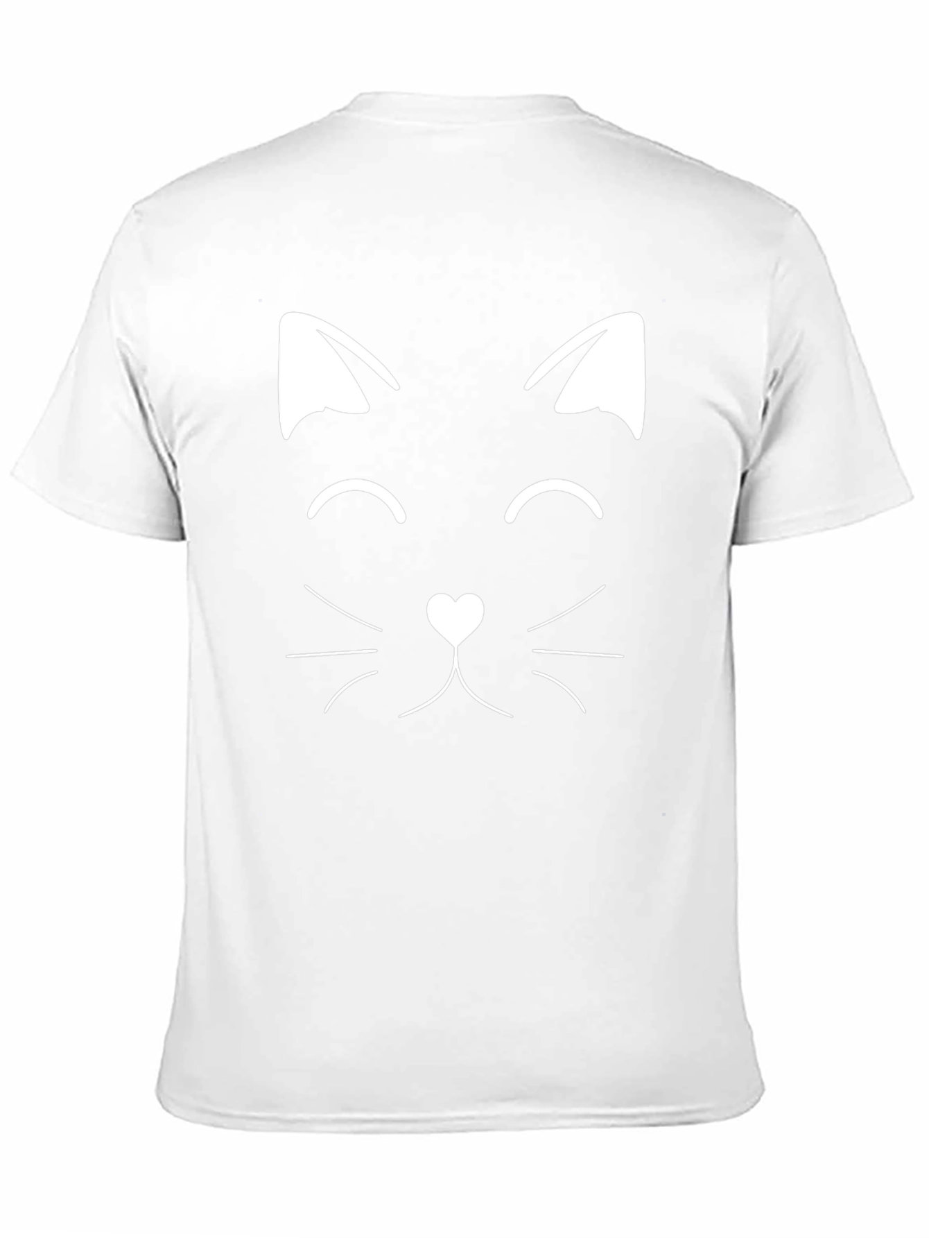 Cute Cat Face Graphic Tee - Black Cotton T-Shirt