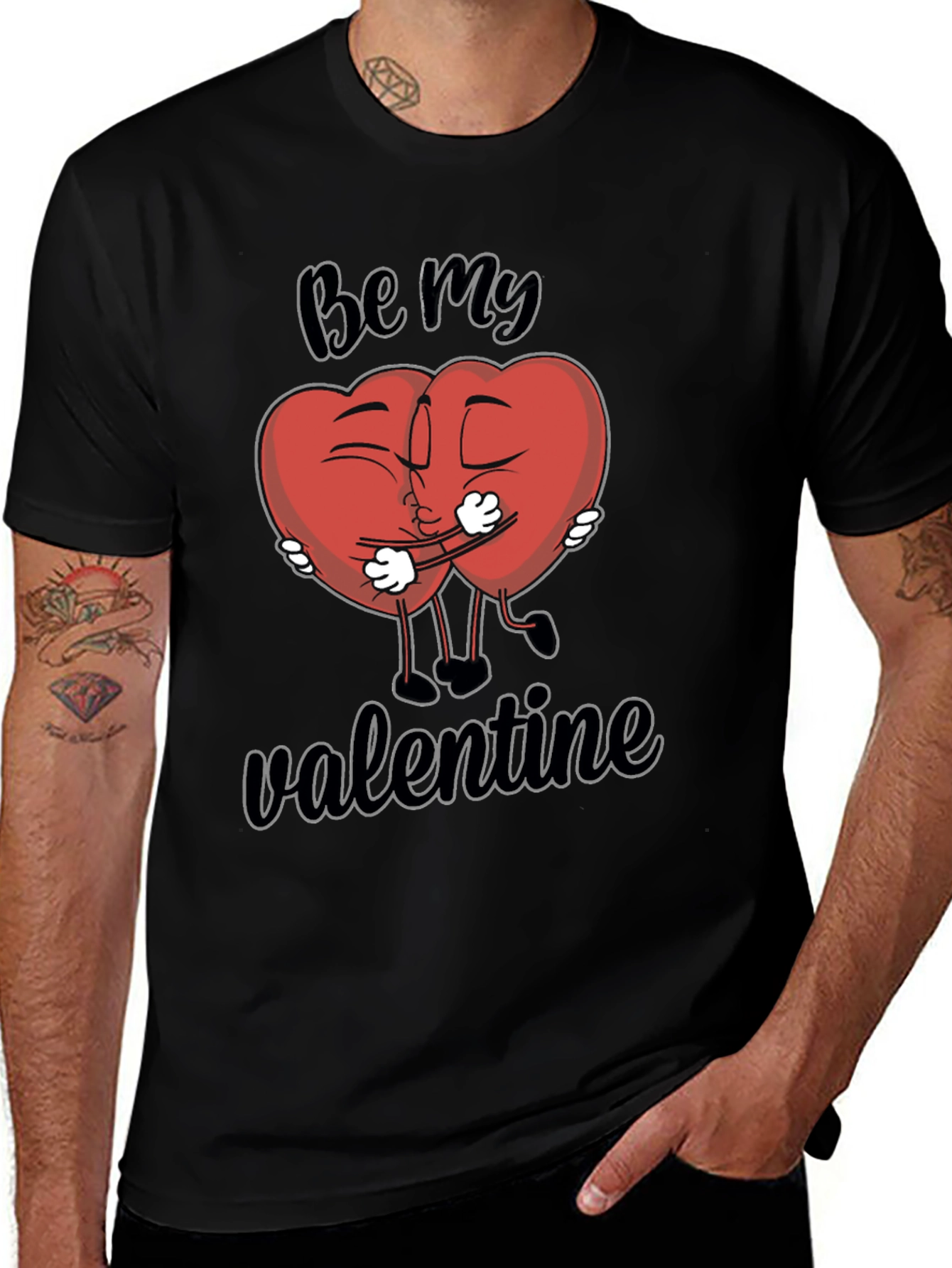 Be My Valentine T-Shirt - Heart Cartoon Design