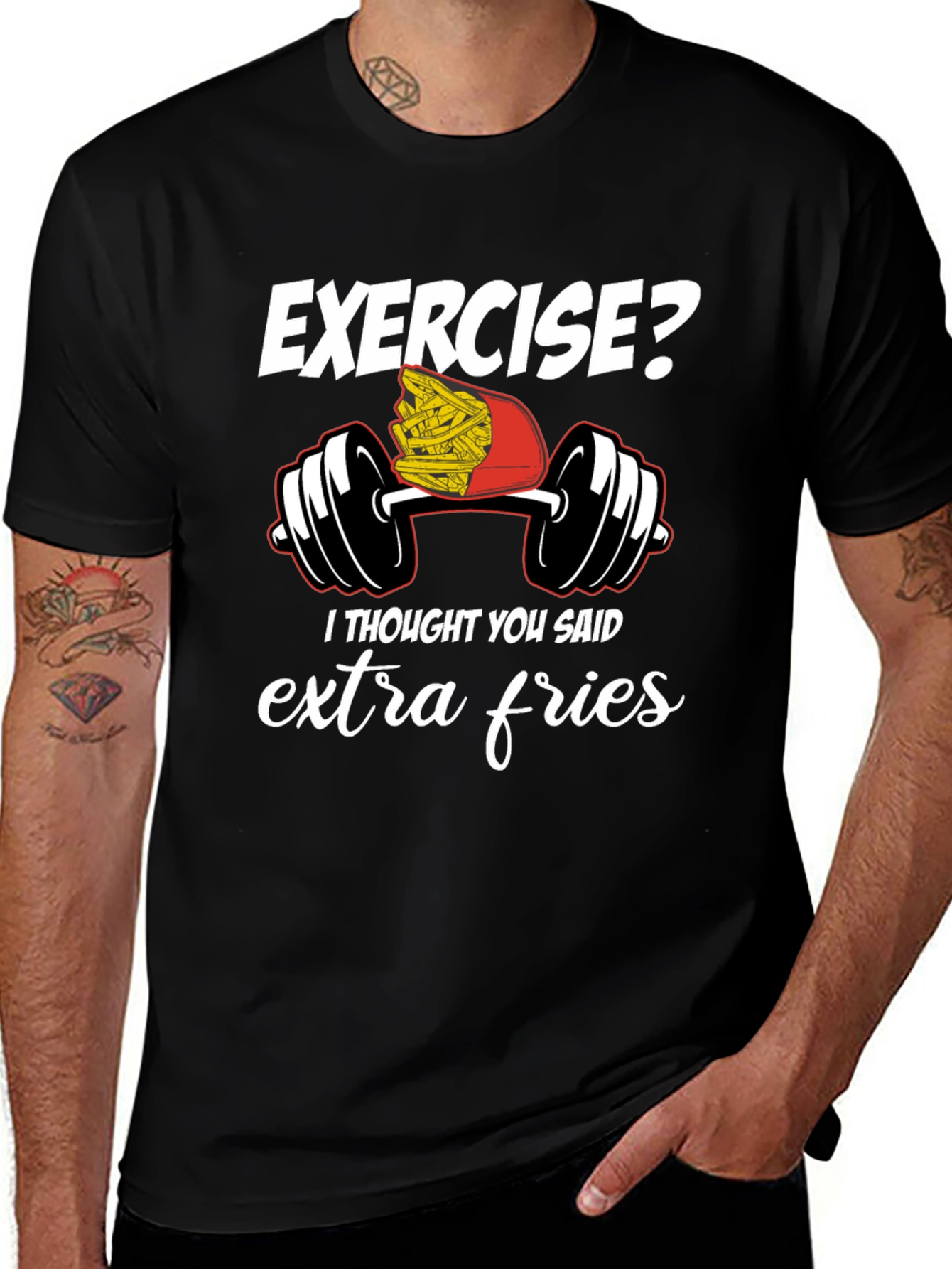 Exercise Extra Fries Graphic T-Shirt