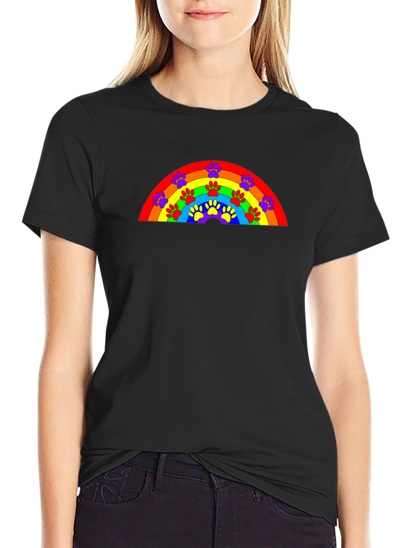 Rainbow Paw Print T-Shirt - Unisex Design