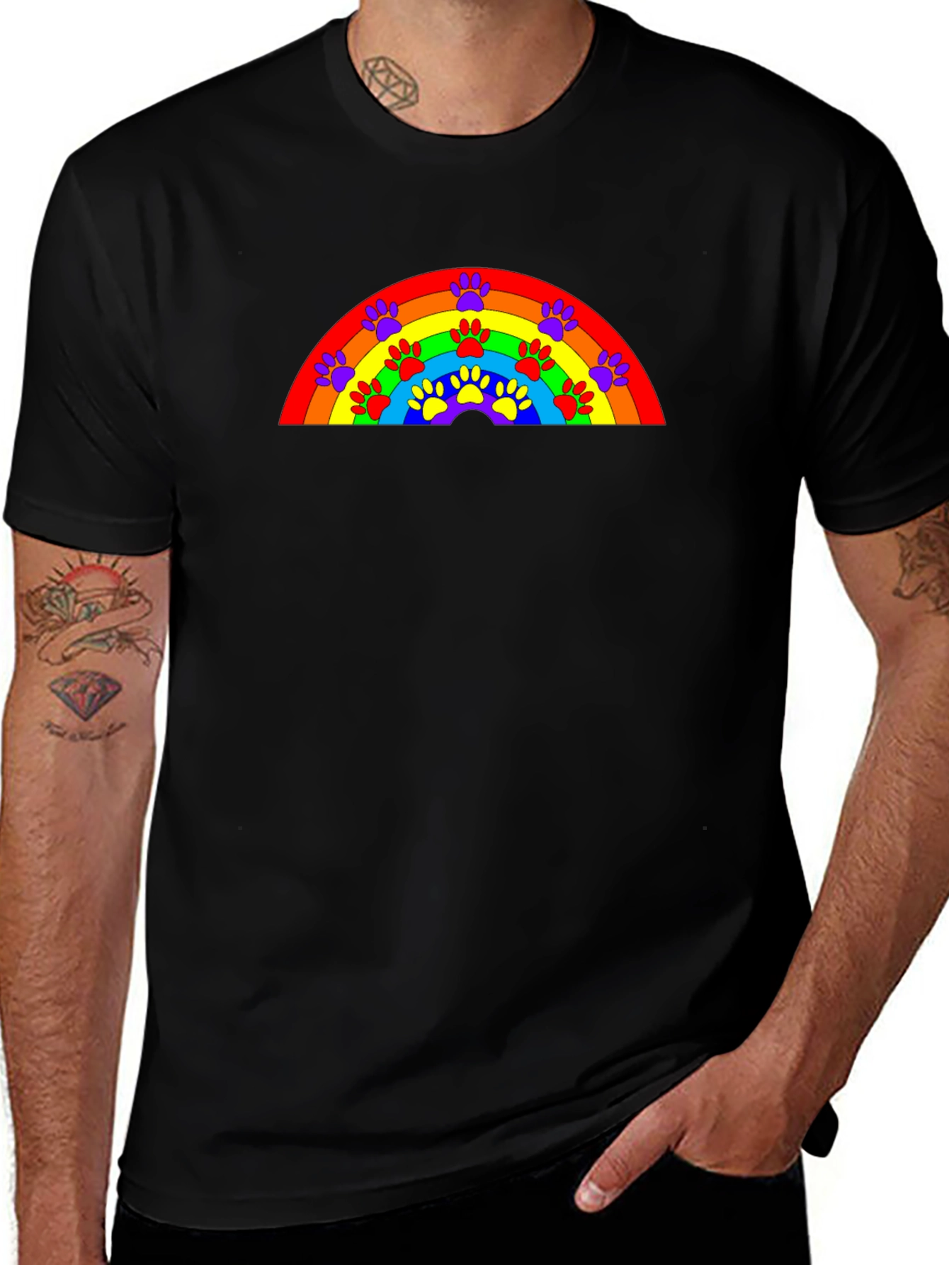 Rainbow Paw Print T-Shirt - Unisex Design
