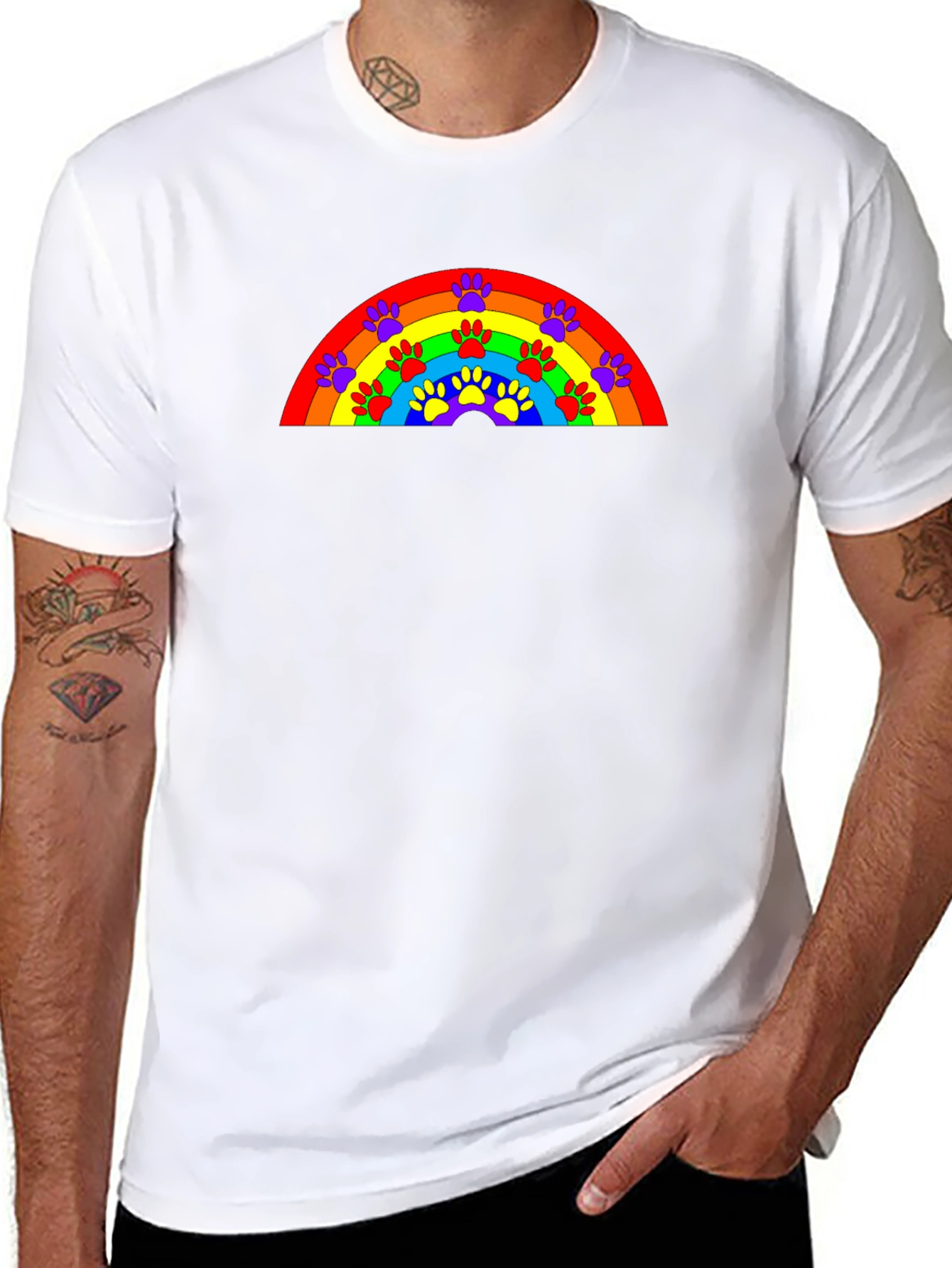 Rainbow Paw Print T-Shirt - Unisex Design