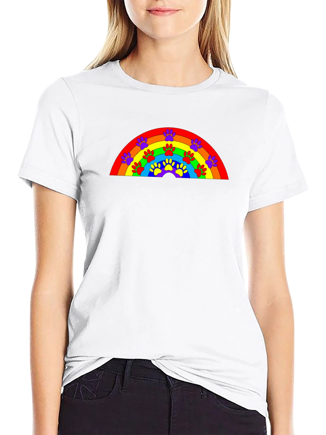 Rainbow Paw Print T-Shirt - Unisex Design