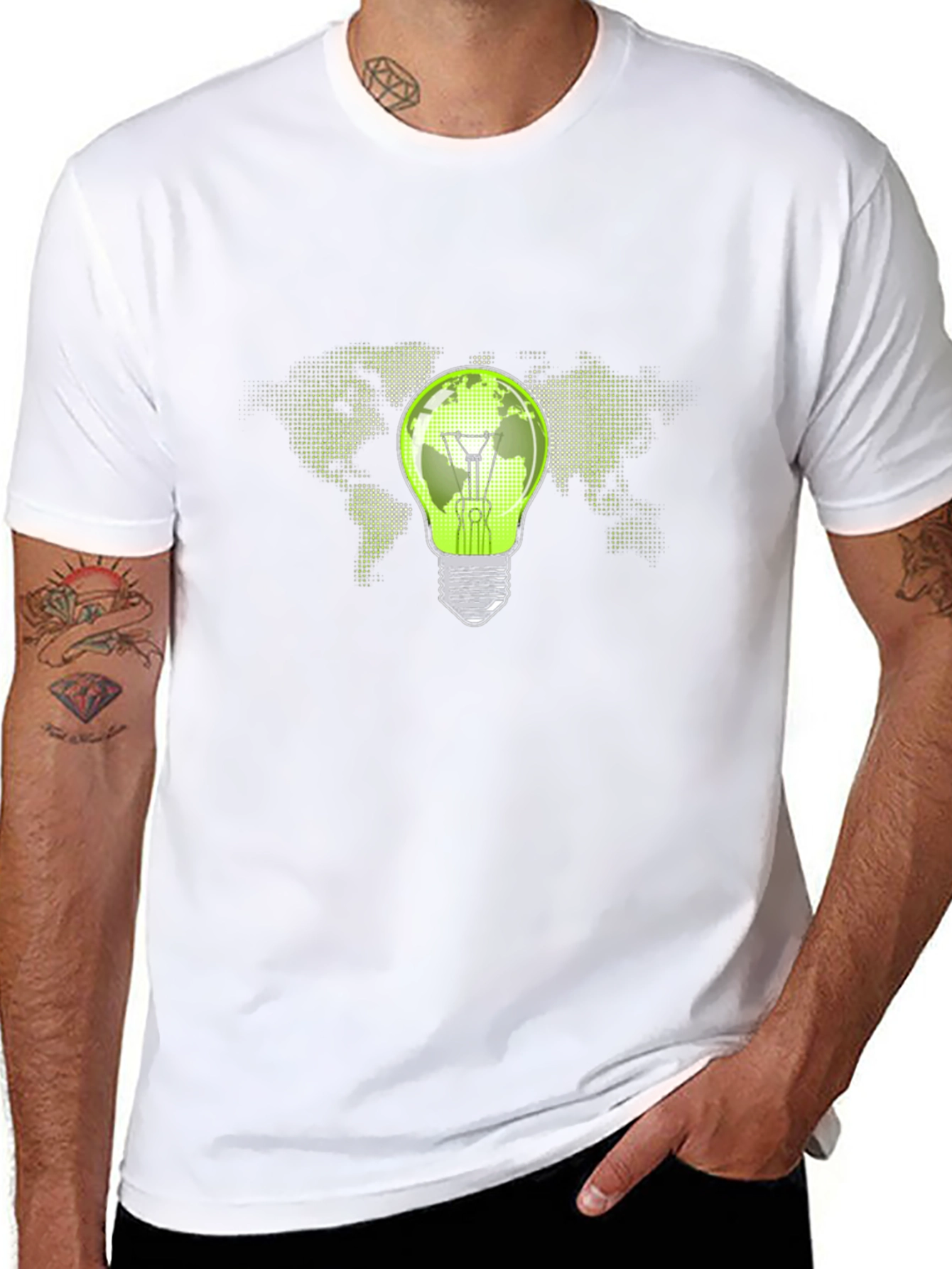 Eco-Friendly World Bulb Black T-Shirt
