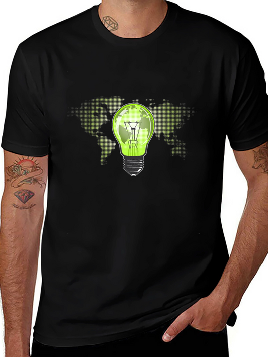 Eco-Friendly World Bulb Black T-Shirt