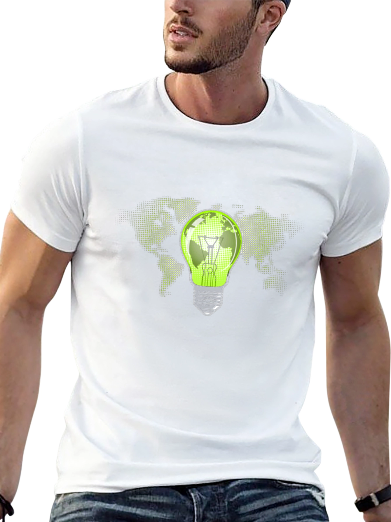 Eco-Friendly World Bulb Black T-Shirt