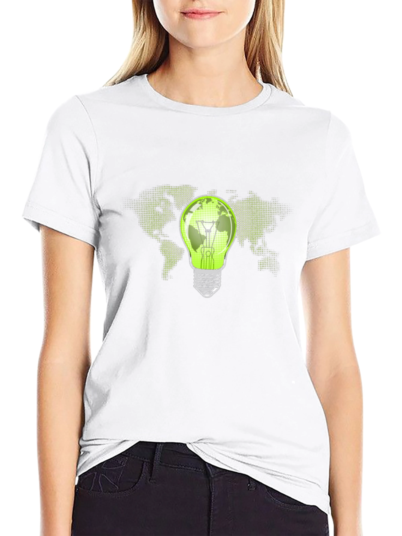 Eco-Friendly World Bulb Black T-Shirt