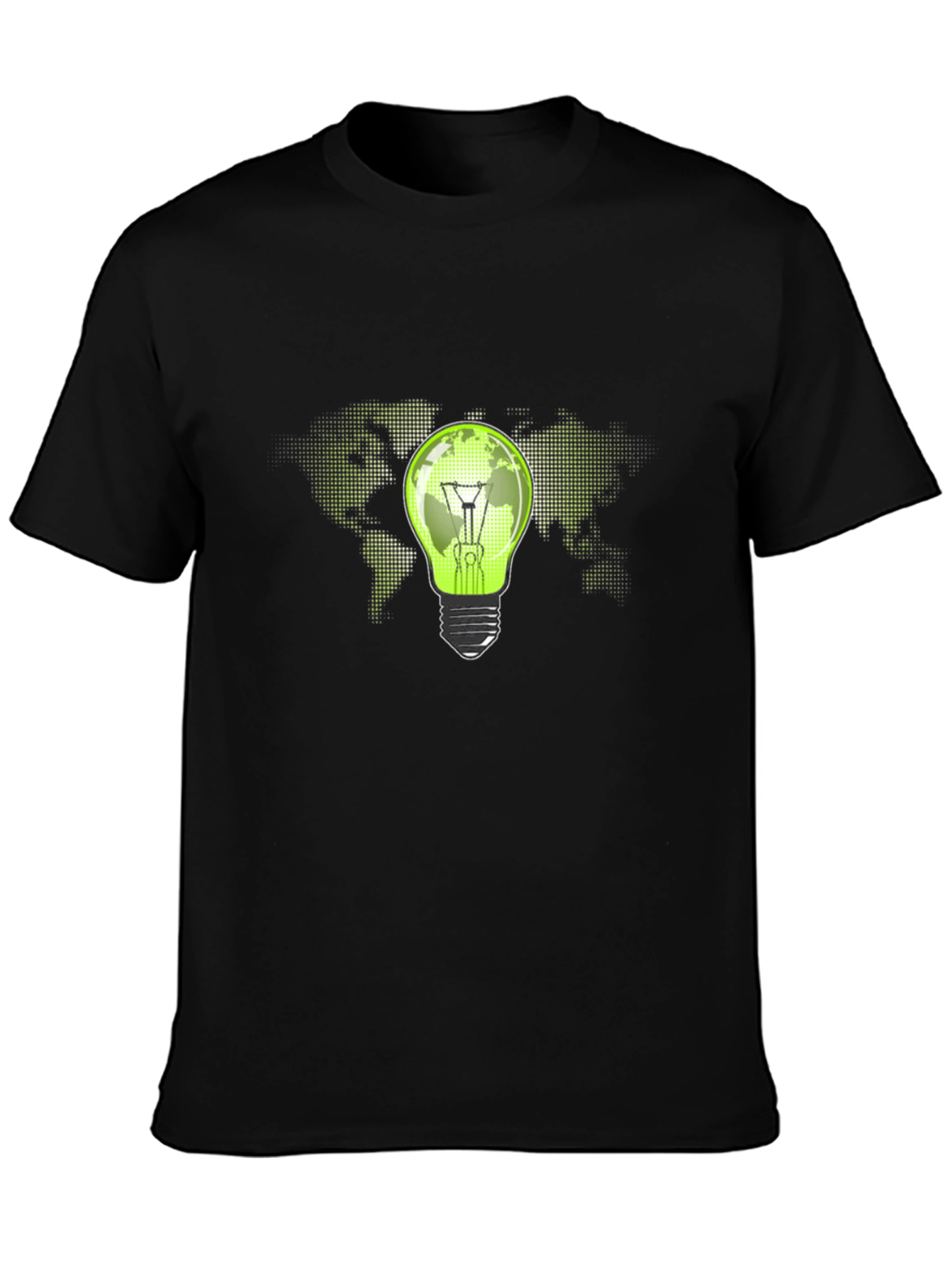 Eco-Friendly World Bulb Black T-Shirt