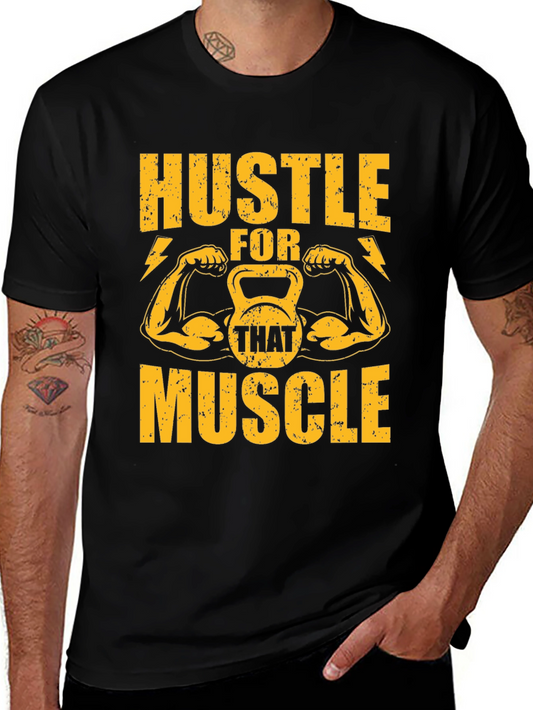 Hustle For That Muscle Black Graphic Tee