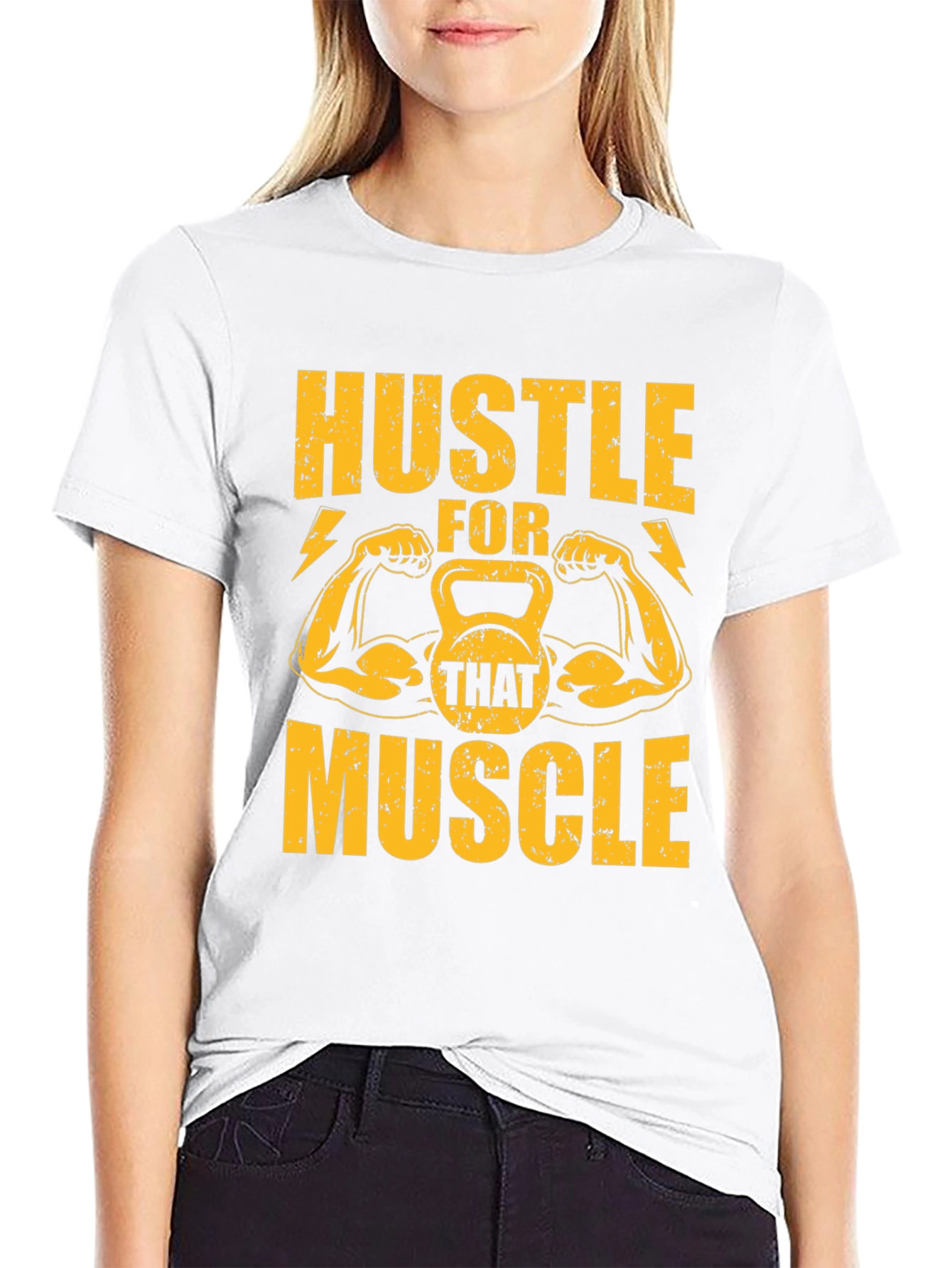 Hustle For That Muscle Black Graphic Tee