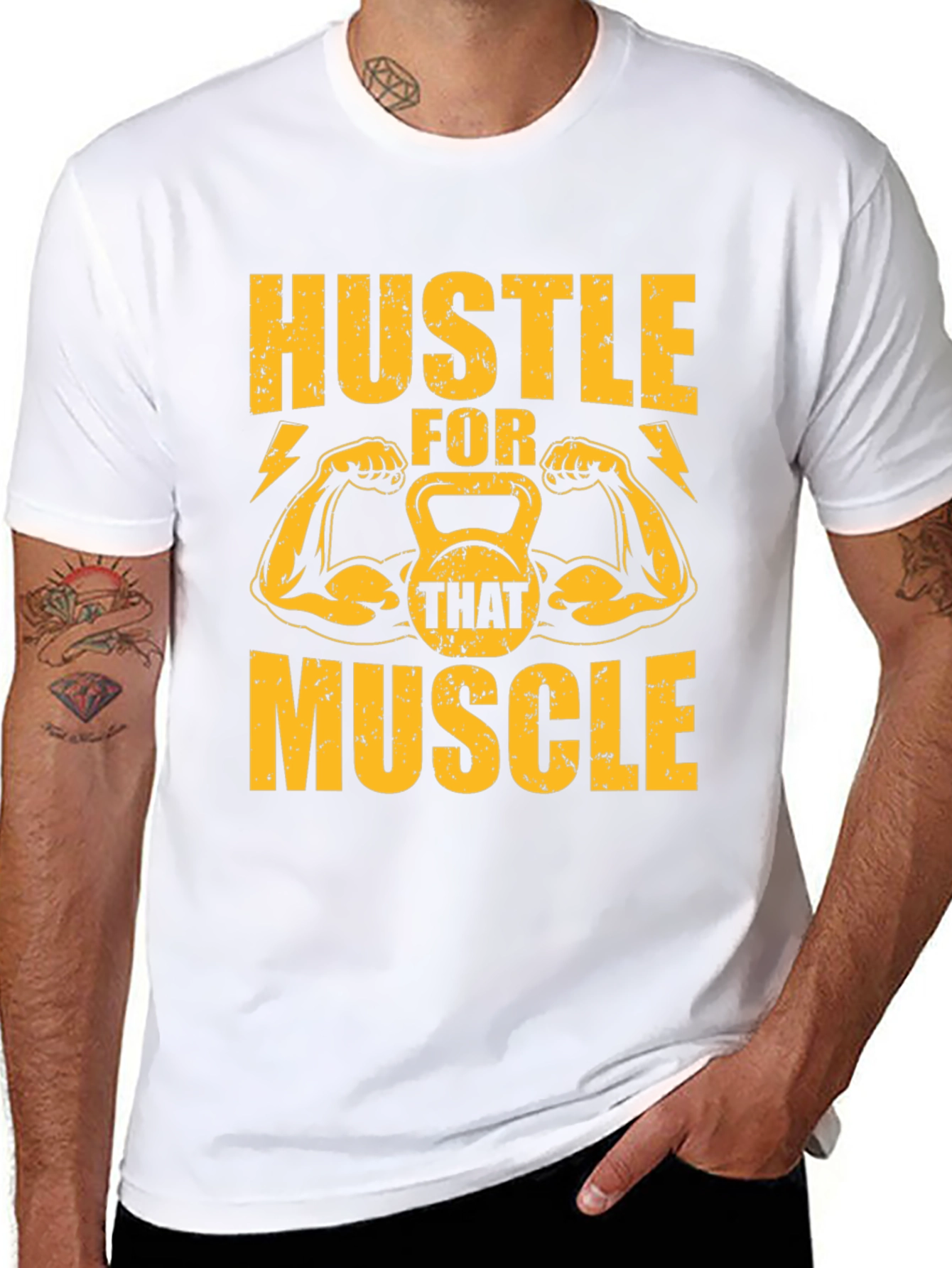 Hustle For That Muscle Black Graphic Tee