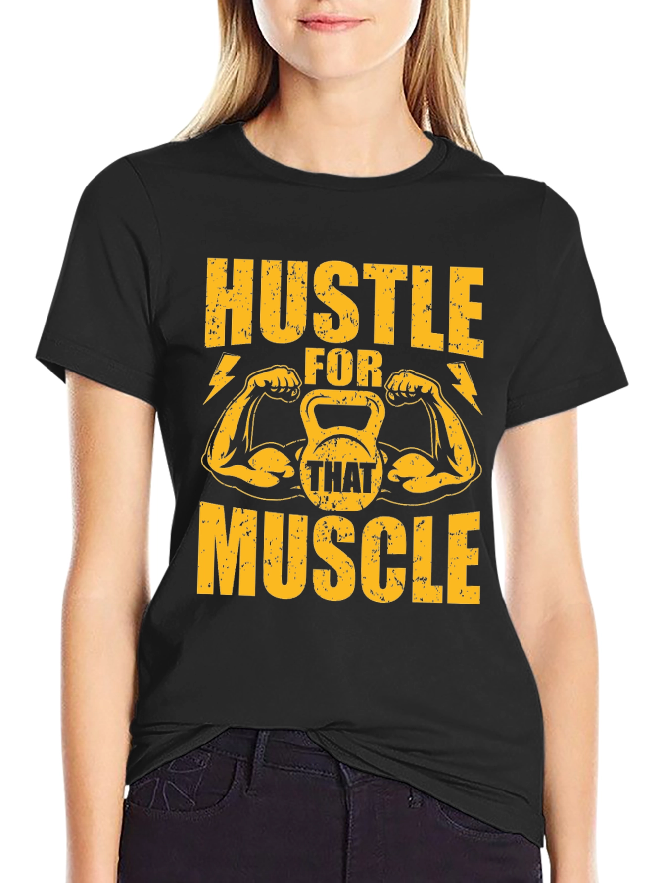 Hustle For That Muscle Black Graphic Tee