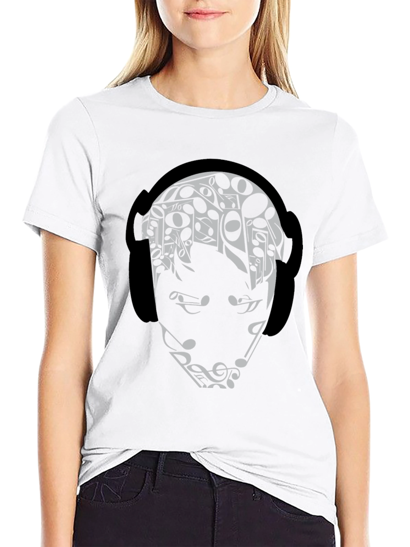Music Lover Graphic Tee - Black Cotton Blend