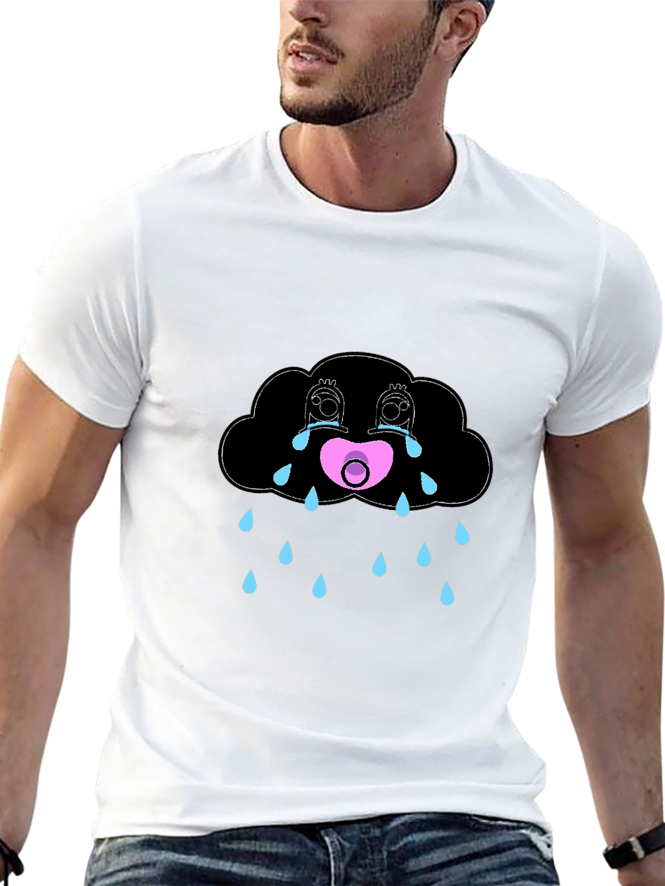 Sad Cloud Graphic Tee - Black Comfort Fit