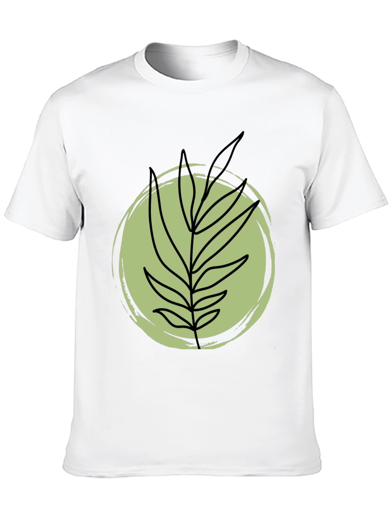 Stylish Black Tee with Abstract Leaf Design