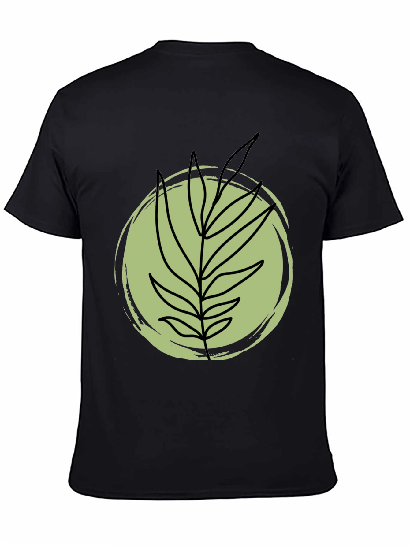 Stylish Black Tee with Abstract Leaf Design