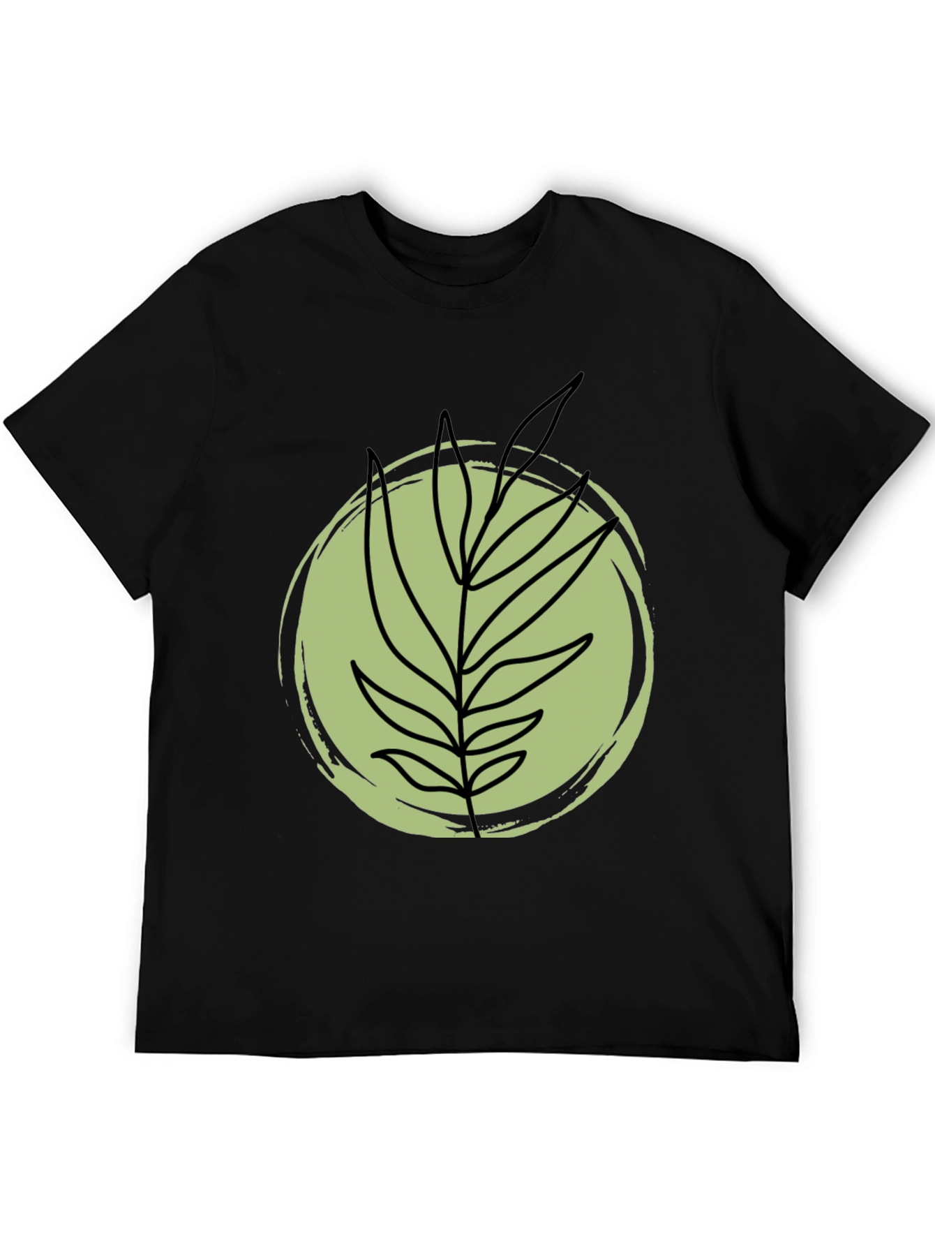Stylish Black Tee with Abstract Leaf Design