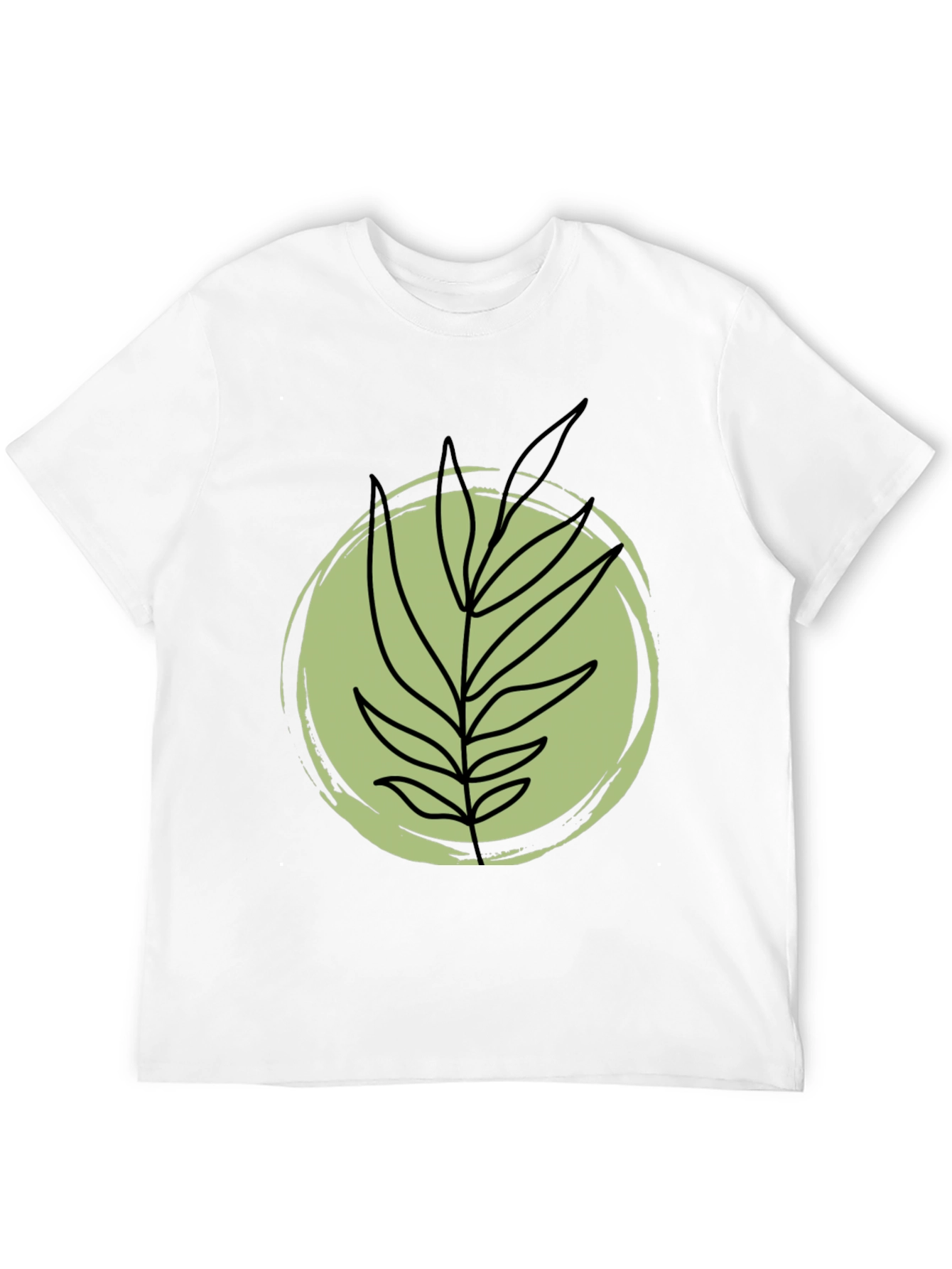 Stylish Black Tee with Abstract Leaf Design